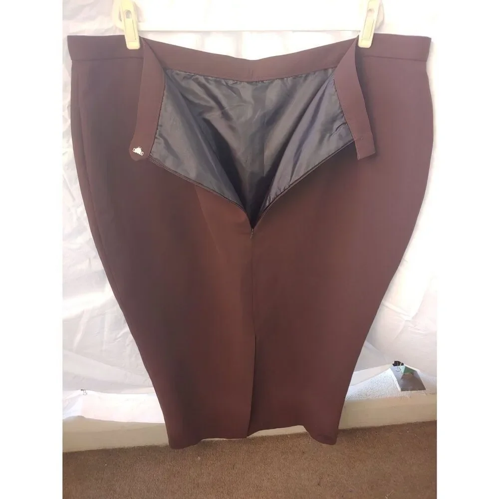 Pan Zai VINTAGE Womens Size 3x Brown Custom Tailored Skirt Suit.